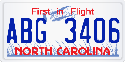 NC license plate ABG3406