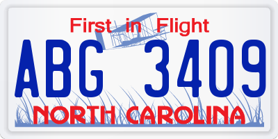 NC license plate ABG3409