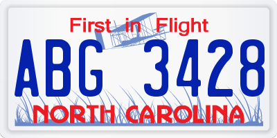 NC license plate ABG3428