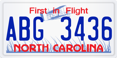 NC license plate ABG3436