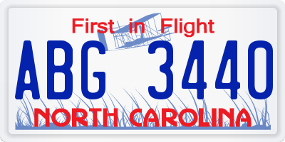 NC license plate ABG3440