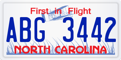 NC license plate ABG3442