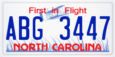 NC license plate ABG3447