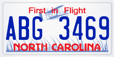 NC license plate ABG3469