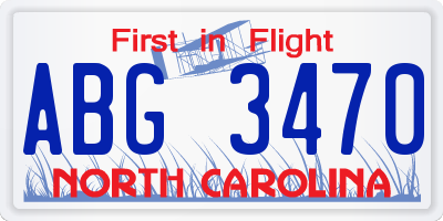 NC license plate ABG3470