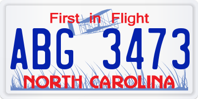 NC license plate ABG3473