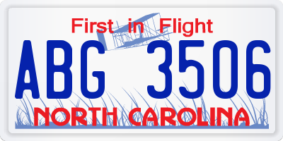 NC license plate ABG3506