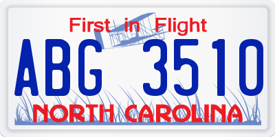 NC license plate ABG3510