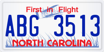 NC license plate ABG3513