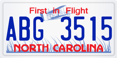 NC license plate ABG3515