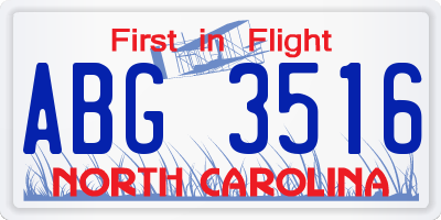 NC license plate ABG3516