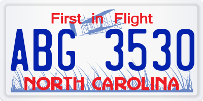 NC license plate ABG3530