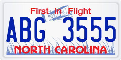 NC license plate ABG3555