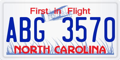 NC license plate ABG3570