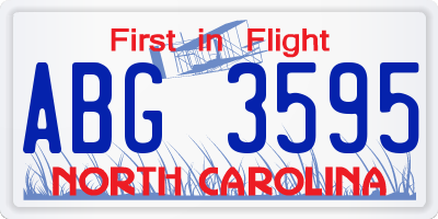 NC license plate ABG3595