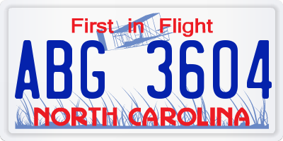 NC license plate ABG3604