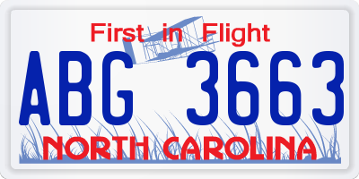 NC license plate ABG3663