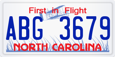 NC license plate ABG3679