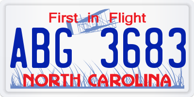 NC license plate ABG3683