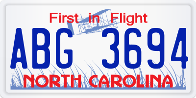 NC license plate ABG3694