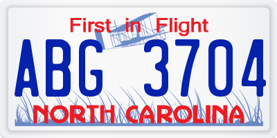 NC license plate ABG3704