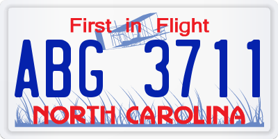 NC license plate ABG3711
