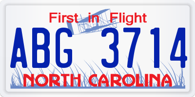 NC license plate ABG3714