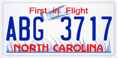NC license plate ABG3717