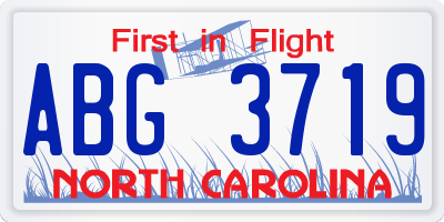 NC license plate ABG3719