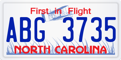 NC license plate ABG3735