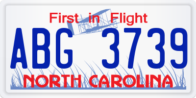 NC license plate ABG3739