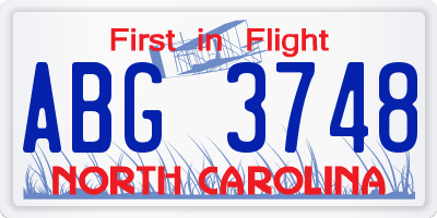 NC license plate ABG3748
