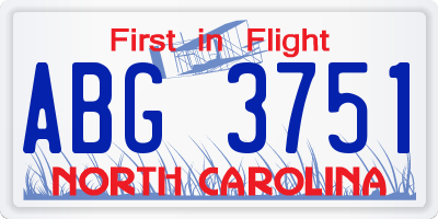 NC license plate ABG3751
