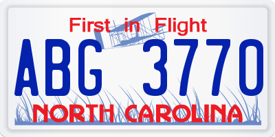 NC license plate ABG3770