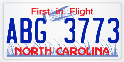 NC license plate ABG3773