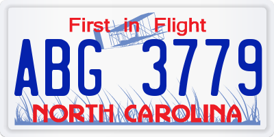 NC license plate ABG3779