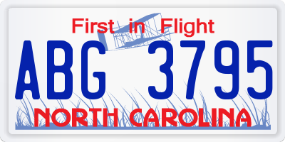NC license plate ABG3795