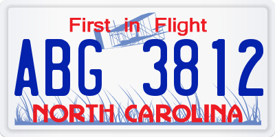 NC license plate ABG3812