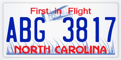 NC license plate ABG3817