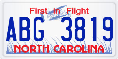 NC license plate ABG3819