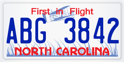 NC license plate ABG3842