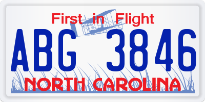 NC license plate ABG3846
