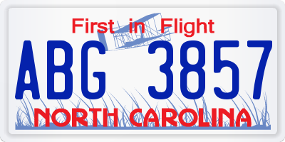 NC license plate ABG3857