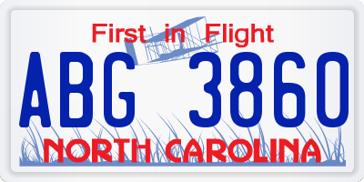 NC license plate ABG3860