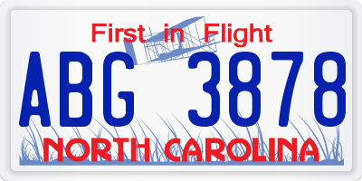 NC license plate ABG3878