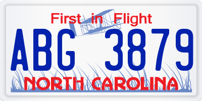 NC license plate ABG3879