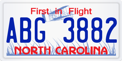 NC license plate ABG3882