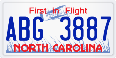 NC license plate ABG3887