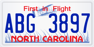NC license plate ABG3897