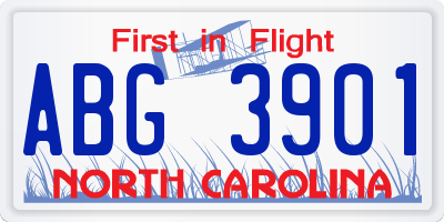 NC license plate ABG3901
